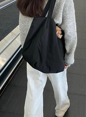 自制款学生党大容量尼龙帆布包女通勤单肩包日系休闲随性托特包