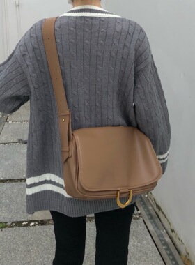 PP自制/秋冬大容量托特包软皮宽肩带斜挎包休闲学生上班单肩包女