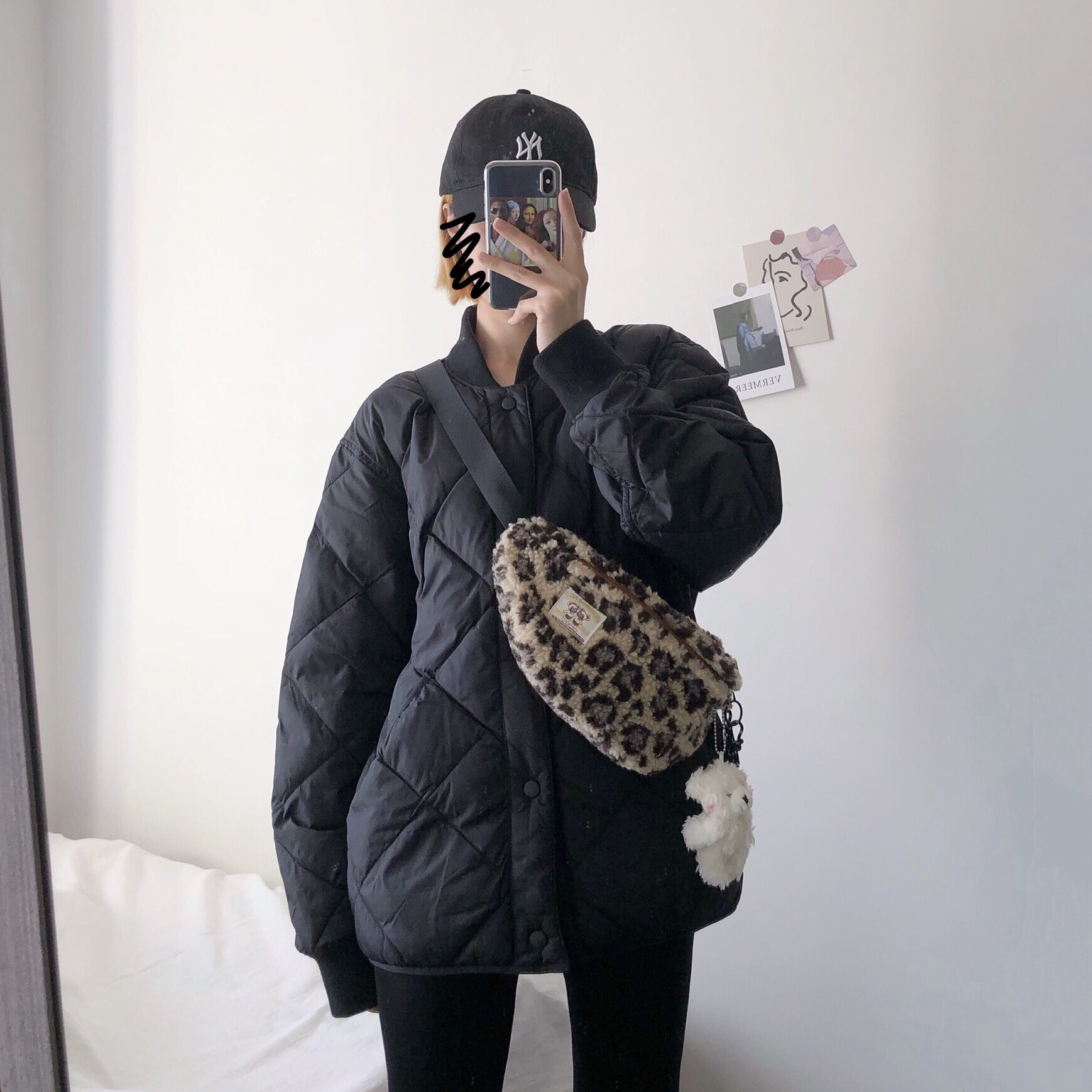 复古豹纹羊羔毛斜挎包