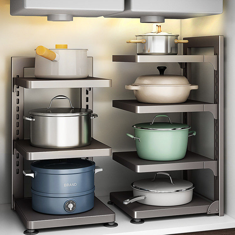 日本进口枪灰厨房锅具收纳架锅架水槽下置物架橱柜多层架子,厨房/烹饪用具,水槽置物架,淘宝优惠券,粉丝福利购,淘宝优惠卷