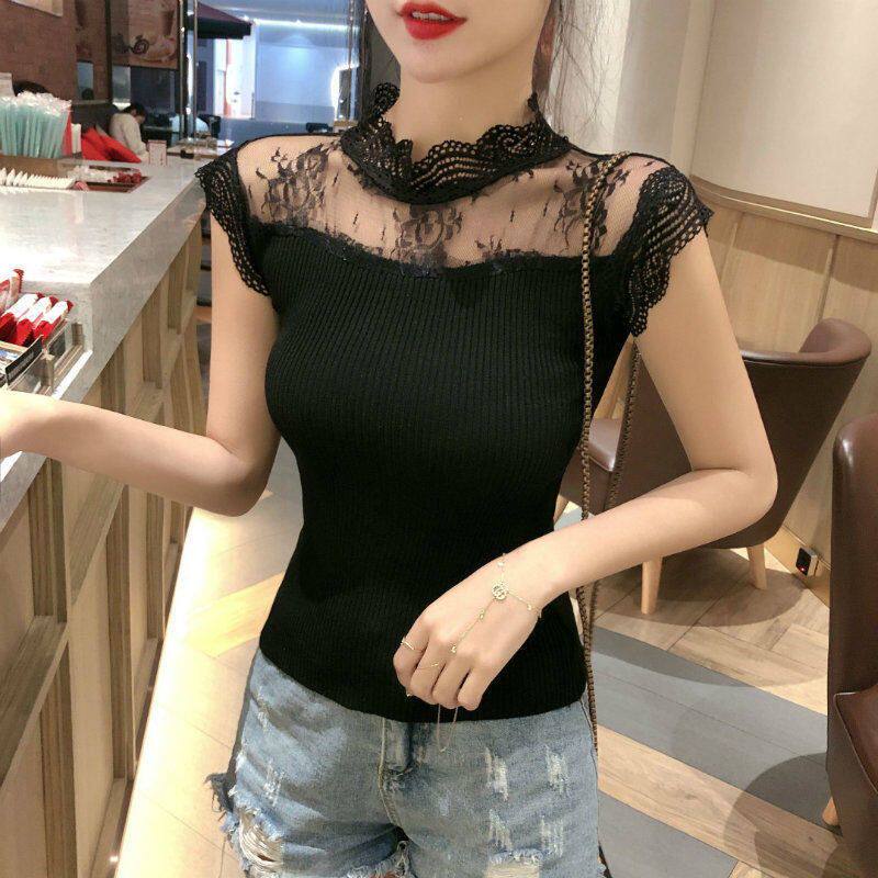 针织衫气质女无袖打底衫透明ins