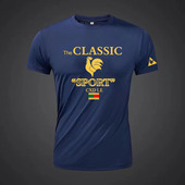 中青年圆领休闲印花ins潮速干大码 T恤男新款 上衣 短袖 公鸡冰丝薄款