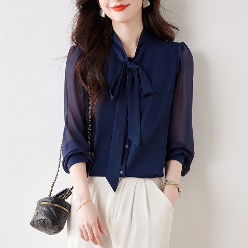 轻奢高级感别致蓝色衬衫