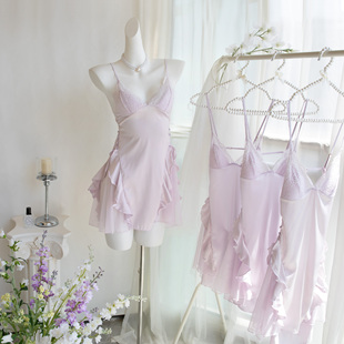 Amelie space法式高级感丝滑舒适吊带睡裙小胸带胸垫美背性感睡衣