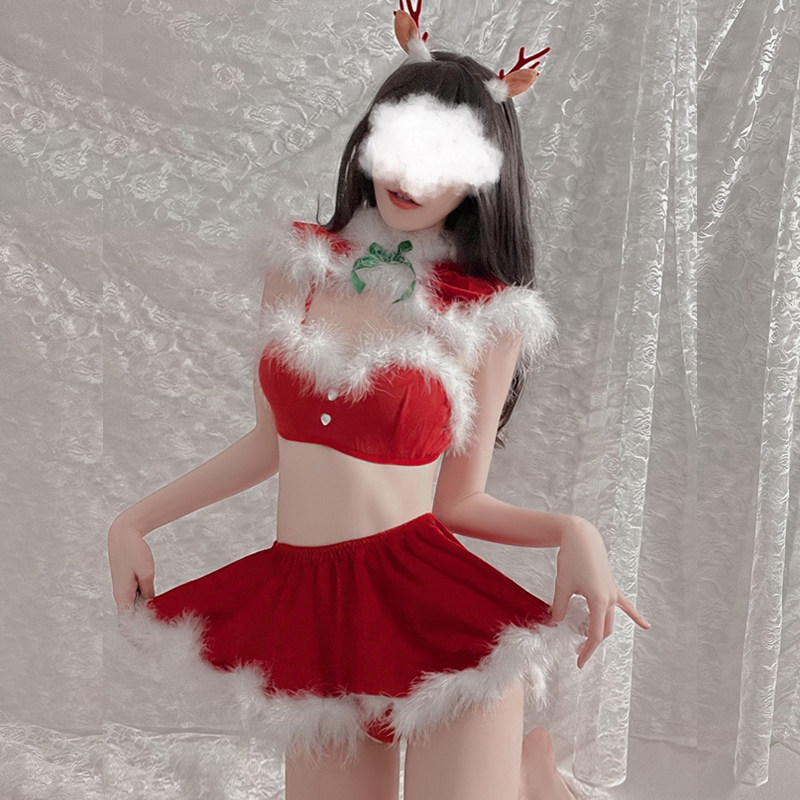 囤货火辣红色圣诞套装角色扮演性感睡衣丝袜连身袜网衣俏皮5折