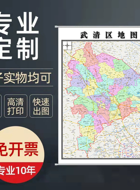 2026武清区地图定制贴挂超大巨幅壁画行政区划图装饰画海报路线