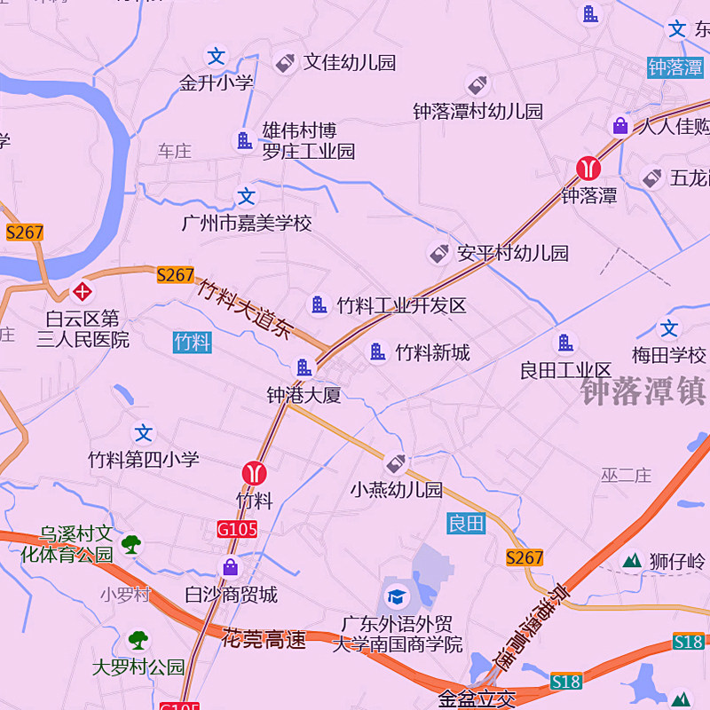 白云区地图1.1米挂图广东省广州市交通行政区域颜色划分街道新