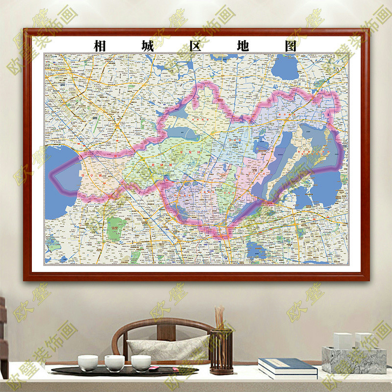 苏州市相城区地图行政交通地形带框城区办公室2023装饰画
