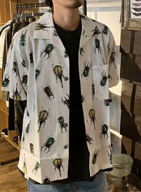 西山好牛DCDT 19aw日系宽松纯棉短袖descendant夏威夷甲壳虫衬衫