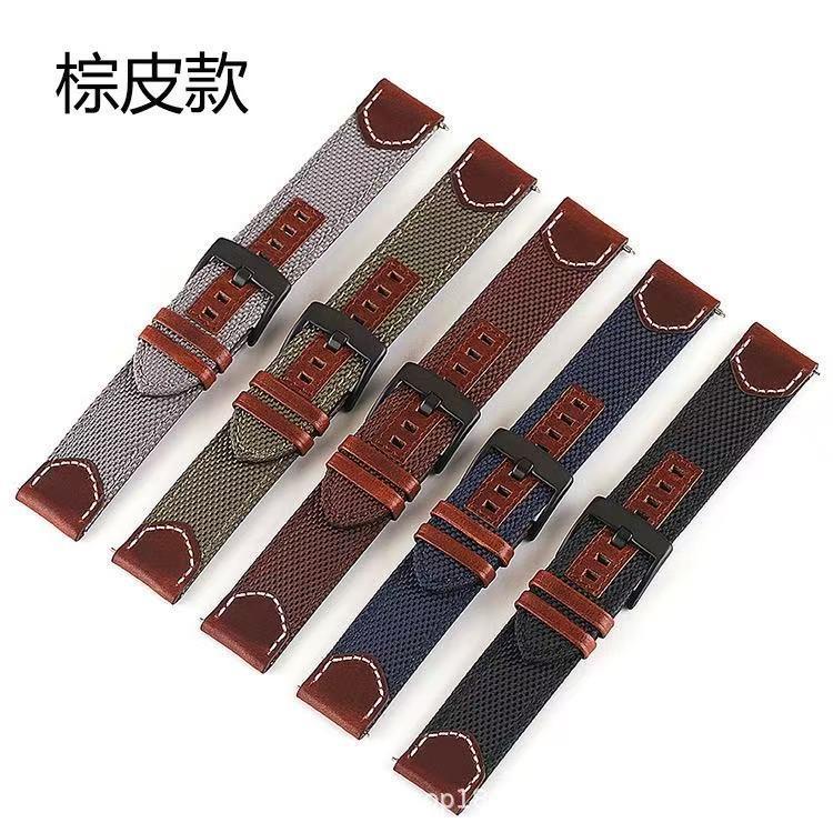 通用表带复古风真皮尼龙手表带适用于华为小米天梭浪琴欧米茄皮带