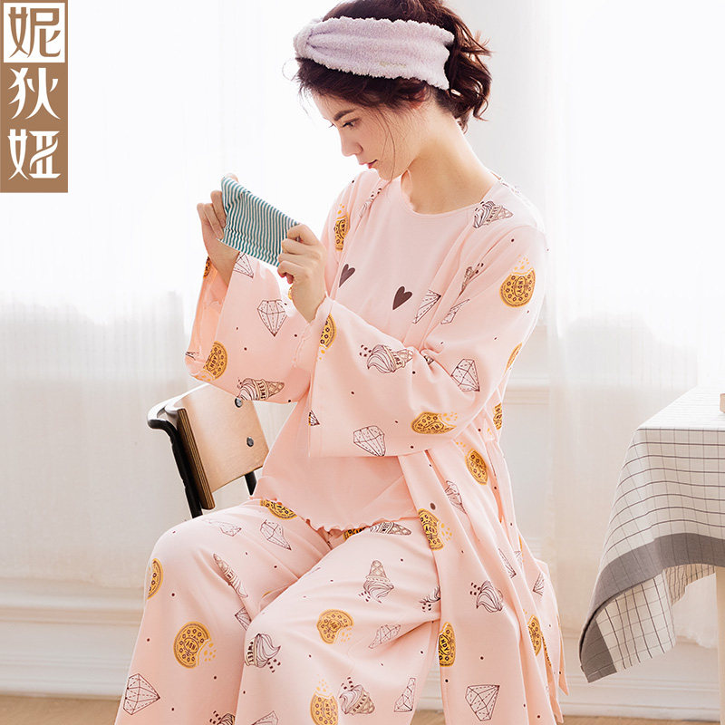 Ni Diya new pattern pure cotton pajamas Spring and autumn season Long sleeve Sweet Home Furnishings lady Easy lovely fashion suitin the Lingerie/Men's underwear/Tracksuit , Nightwear/Bathrobes  category - from Buy2taobao.com to provide professional Taobao agent buy service