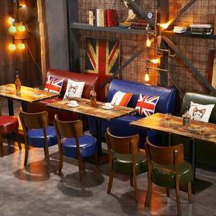 厂家直销定制双人西餐厅卡座沙发咖啡馆酒吧KTV桌椅组合火锅店歌
