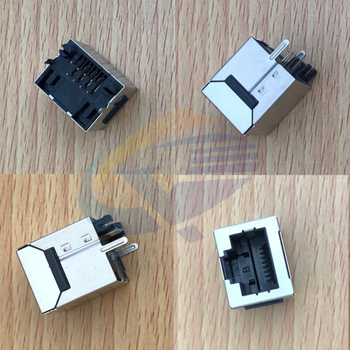 RJ45连接器180度立式带边迷你无灯屏蔽全铜镀金PBT材料环保