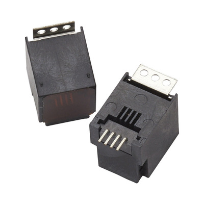 RJ45插座52E-4P4C带麦拉 立式180度贴片全塑WIFI网络接口SMT扁针