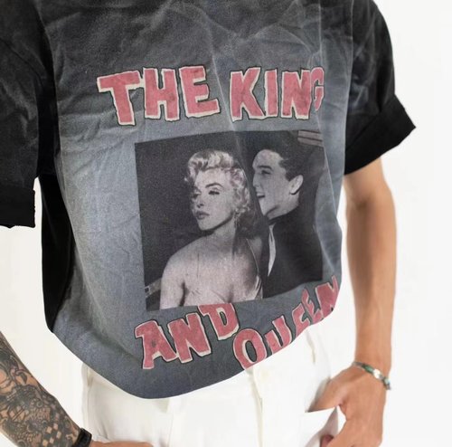 Bardoc短袖美式复古印花水洗做旧