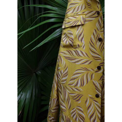 bardoc夏威夷古巴领长袖叶子印花