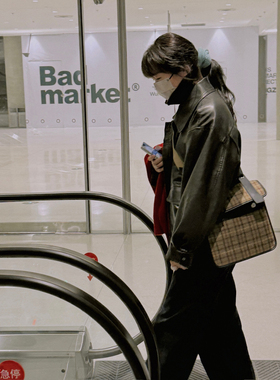 WINNOWx 英国MOON粗花呢羊毛呢子单肩斜挎包邮差包