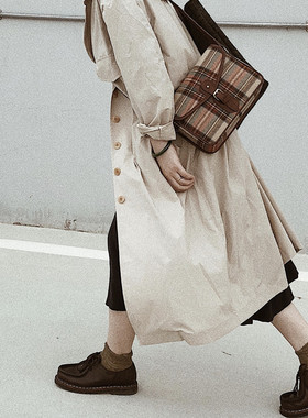 WINNOWx英国MOON羊毛格子面料英伦复古休闲斜挎包单肩包邮差包