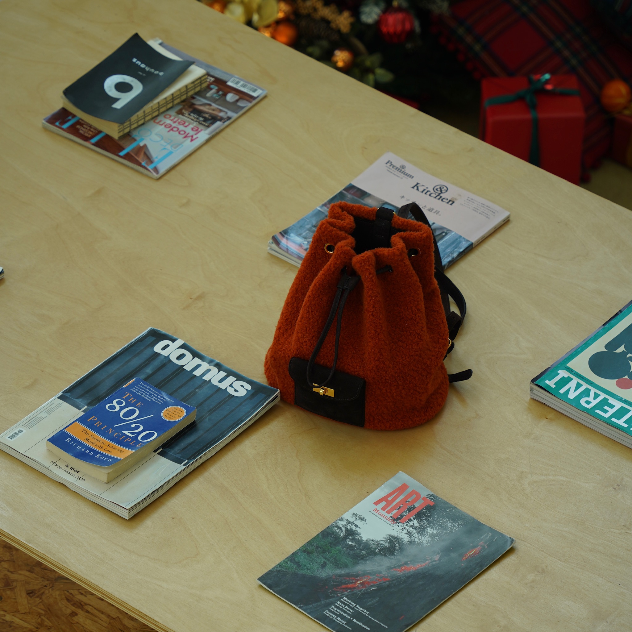 抓绒苏格兰哈里斯毛呢水桶背包