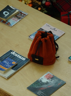 WINNOW进口抓绒苏格兰毛呢冬季新款水桶包背包双肩包