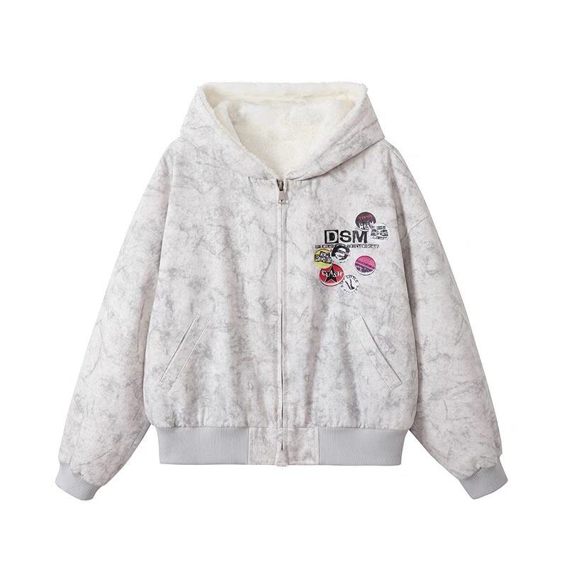 拉夏贝尔美式加绒加厚迷彩风夹克