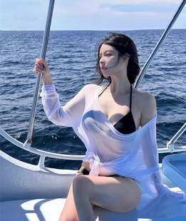 海边度假比基尼泳衣外搭罩衫 可下水游泳御姐范宽松性感防晒沙滩衣