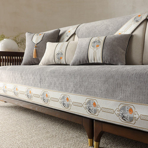 中古风灰色沙发垫防猫抓坐垫