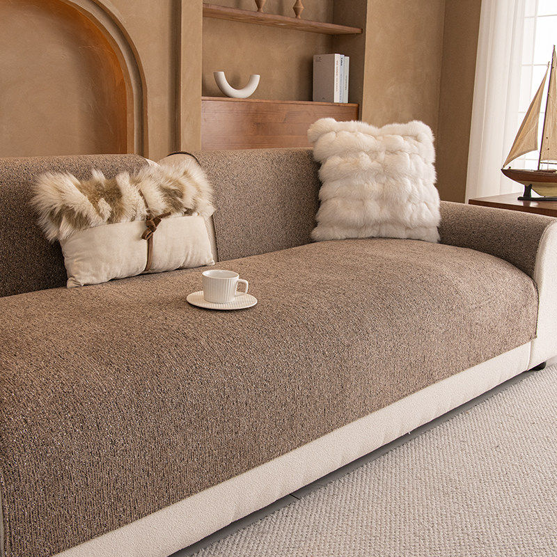 轻奢沙发垫深色直排沙发专用坐垫四季通用遮丑盖布高级感防猫抓