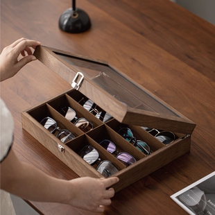 眼镜收纳盒多格木质大容量家用高档太阳镜收藏展示盒眼镜手表盒