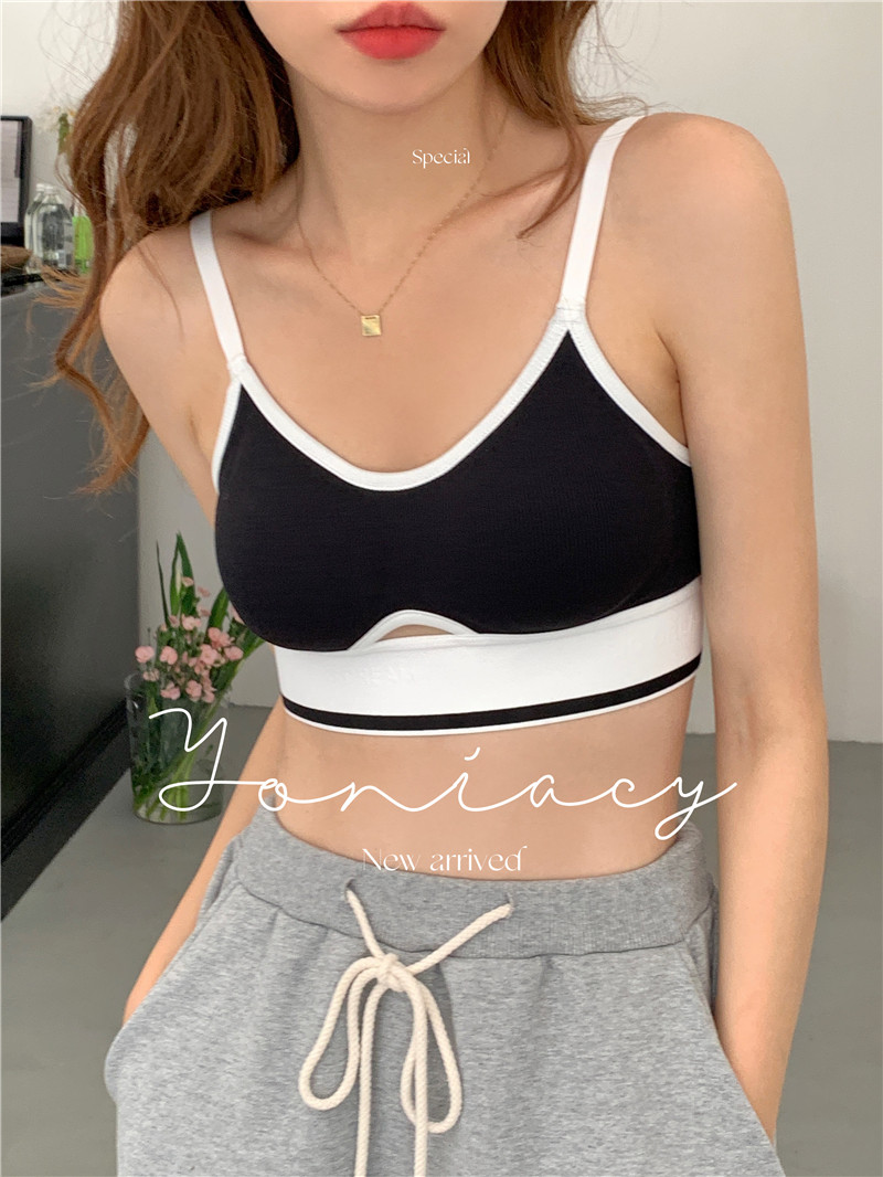 春夏chic运动风内衣中长款瑜伽文胸吊带自然提升胸型无钢圈薄款女