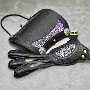 射箭真皮三指美猎护指套头层牛皮反曲弓箭护具地中海护手护具配件