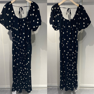 磊征度假风长裙系带简约夏季 波点裙LZ8867