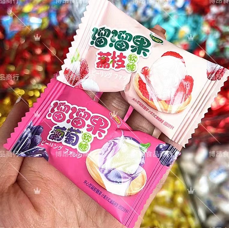 京特溜溜果软糖水果糖橡皮糖块散装500g结婚喜庆宴喜糖果新年糖