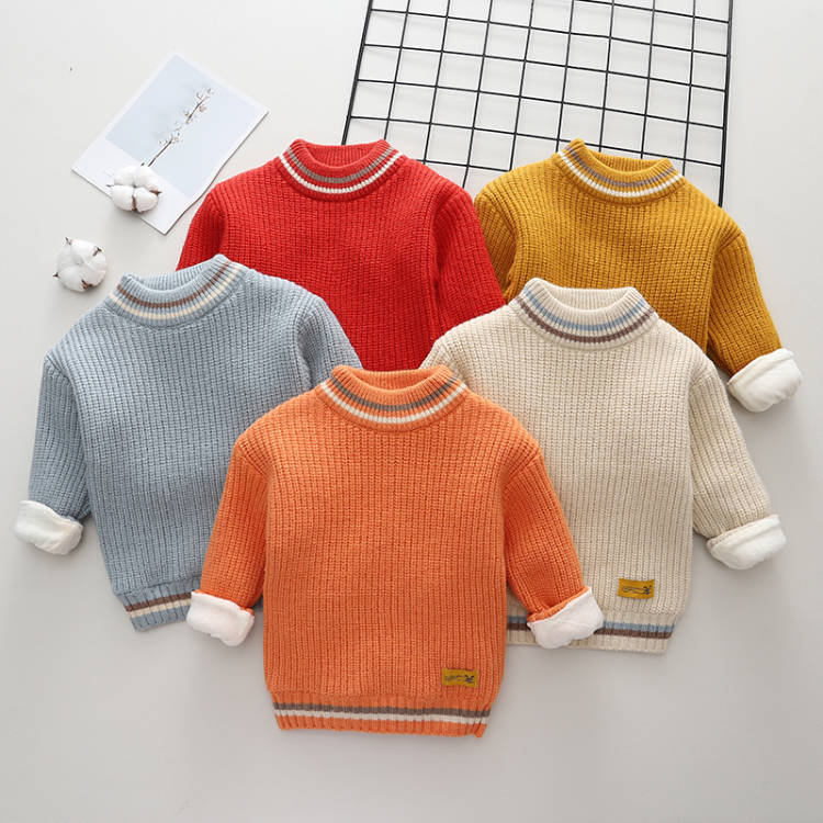 冬季加绒加厚儿童毛衣