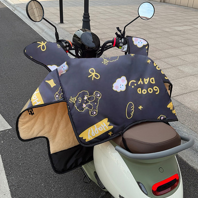 黑色电动车挡风被冬季加绒加厚小型电瓶车防寒保暖防风罩四季通用