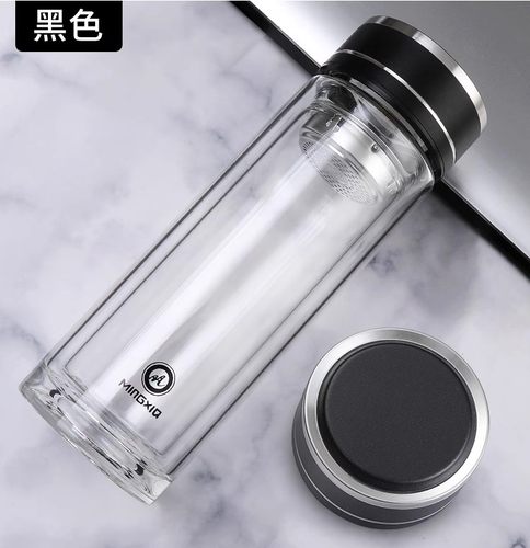 明霞双层玻璃杯定制LOGO礼品印字