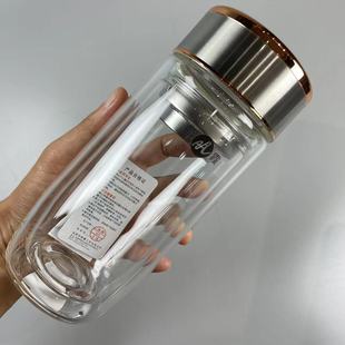 明霞双层玻璃杯大肚水杯定制LOGO印字广告礼品印字订做鹅蛋杯商务