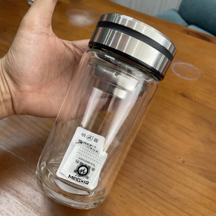 明霞单层玻璃杯定制双层水杯茶杯男商务印字做logo杯子3527小礼品