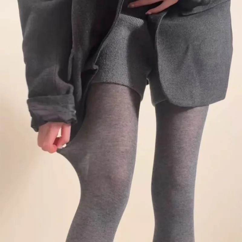 灰色微透连裤袜女款秋冬季