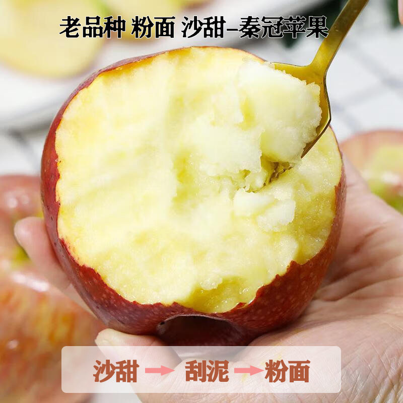 陕西秦冠粉面苹果5-9斤装沙甜苹果