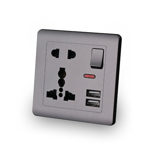 86方角英标五孔USB充电插座