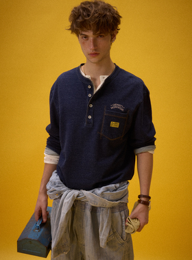 化学制品 工装系列 机械师亨利领长袖T恤 T4_NVY_LONGSLEEVES