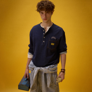 机械师亨利领长袖 化学制品 工装 系列 T4_NVY_LONGSLEEVES T恤