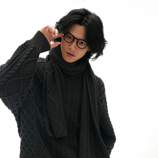 K2_DGY_KNIT 粗棒针领毛衣 化学制品 90s外婆织