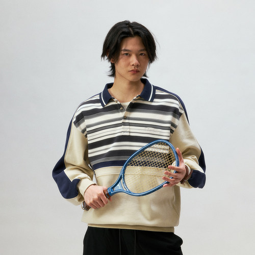 化学制品 Blur主唱的条纹卫衣 S5_BLK/PUE_CREWNECK_300G