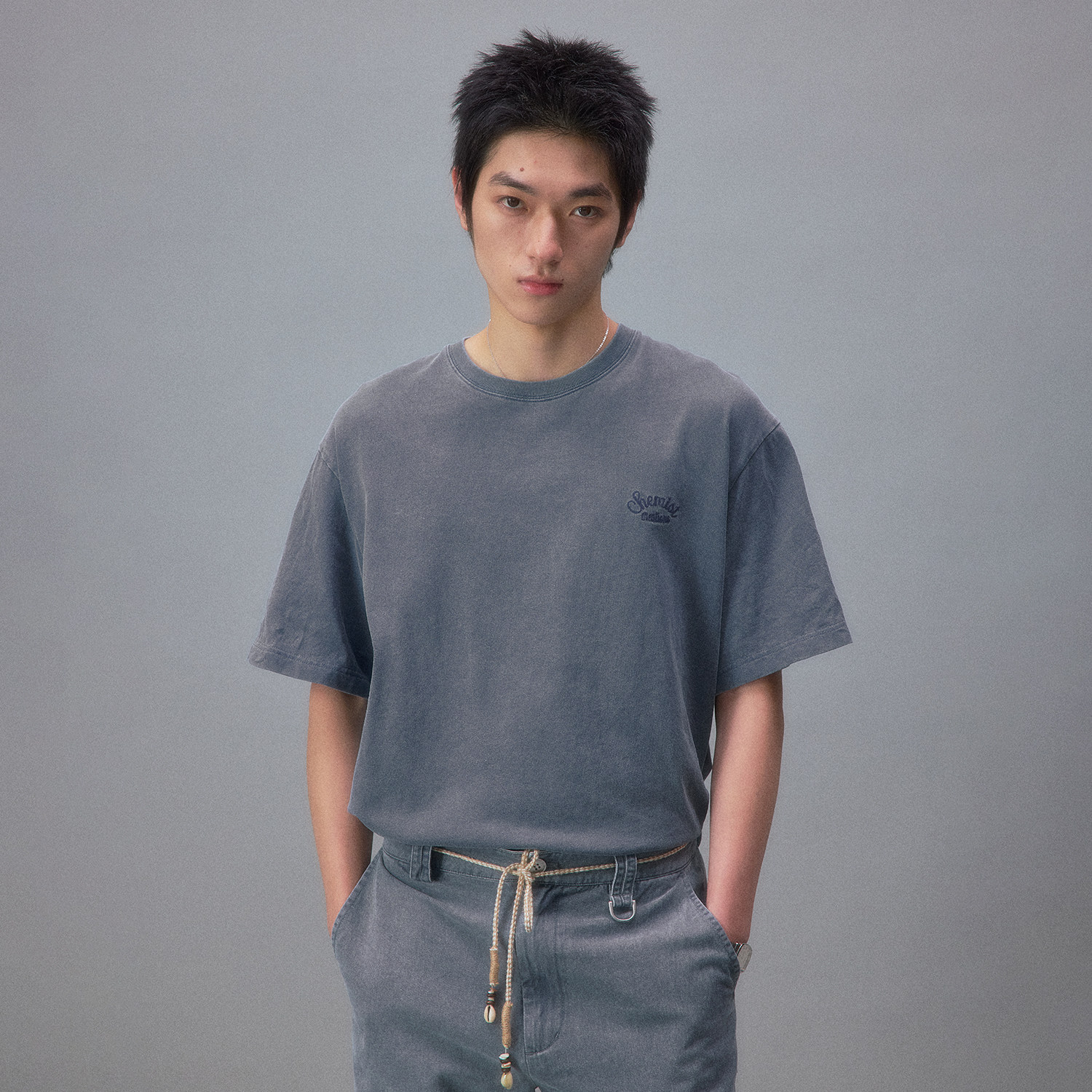 化学制品 中古感宽松基础T恤  T2_BLU/PNK/YLW_TSHIRT_250G