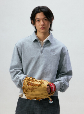 化学制品 干净的灰色绳结领卫衣  H3_GRY_CREWNECK_360G