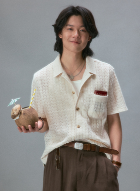 化学制品 沙滩男孩镂空肌理短袖衬衫  S1_CRM_SHIRT