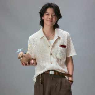 衬衫 S1_CRM_SHIRT 沙滩男孩镂空肌理短袖 化学制品
