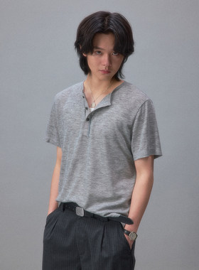 化学制品 竹野内丰的麻感古民家短袖T恤 T5_GRY/CRM/CFE_TSHIRT